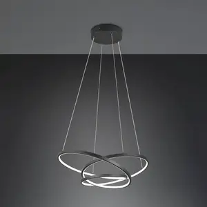 TRIO DARVIN - Hanglamp - Zwart mat - incl. 1x SMD 34 W - Instelbare lichtkleur - Dimbaar met schakelaar - Plafondbevestiging - Niet geschikt voor externe dimmer - In hoogte verstelbaar - DIP - Schakelaar pas cher