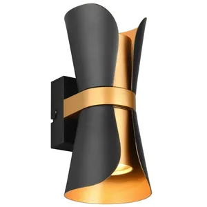TRIO COAT - Wandlamp - Zwart-goud - excl. 2x GU10 4,9 W - Verlichting omhoog en omlaag - Wandmontage