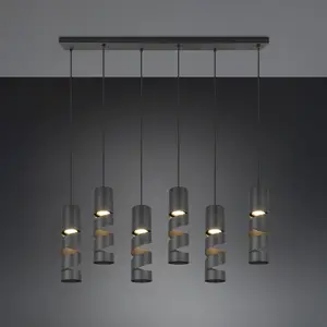 Trion 6-lichts koker hanglamp Stream zwart - 364000632 pas cher