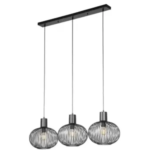 Comparateur de prix : Trio, Suspension, GILA - Hanglamp - Zwart mat - excl. 3x E27 4 W - Pla...