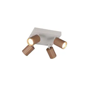 Trio Spot de plafond en métal marron café, 4 lampes GU10, 20 cm pas cher