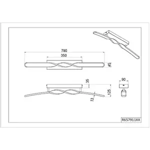 Reality Plafonnier applique murale LED blanc forme vague L 79 cm pas cher