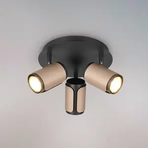 Plafonnier spot orientable en métal noir mat D 30 cm pas cher