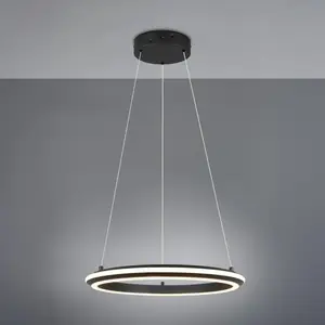 TRIO AMADOR - Hanglamp - Zwart mat - incl. 1x SMD 34 W - Dimbaar met schakelaar - Plafondbevestiging - In hoogte verstelbaar - DIP - Schakelaar pas cher