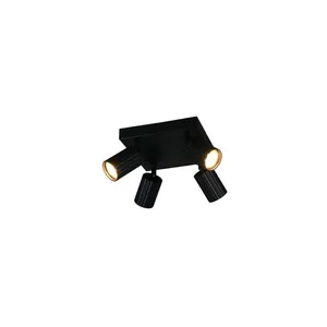 Trio Plafonnier lampe de salon métal noir 4 flammes orientable GU10 W 20 cm pas cher