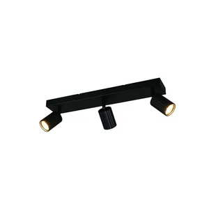 Trio Plafonnier lampe de salon métal noir 3 flammes orientable GU10 L 50 cm pas cher
