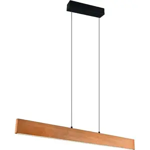 TRIO EDGEWOOD - Hanglamp - Houtkleurig - incl. 1x SMD 27 W - Sensor dimmer - 4-stappen TOUCH - Traploos instelbare lichtkleur - Verlichting omhoog en omlaag - Plafondbevestiging - Geheugenfunctie - Traploos in hoogte verstelbaar - FSC-certificaat