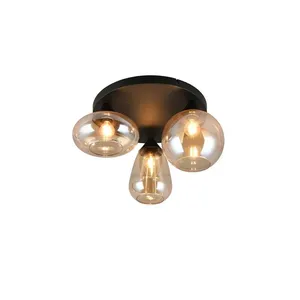 Trio Plafonnier lampe de salon lampe de plafond verre fumé noir 3 flam...Vendu pargalaxus