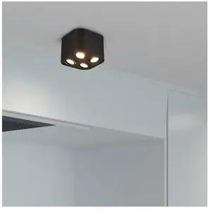 Trio Leuchten Cookie 612900432 Plafonnier en métal noir mat avec 4 amp... pas cher