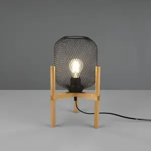 Reality Leuchten R50561032 Calimero Lampe de table en métal Noir mat Bois 1 x E27Vendu parbol