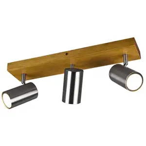 TRIO MARLEY - Spot - Nikkel mat - excl. 3x GU10 4,5W - Houten element pas cher