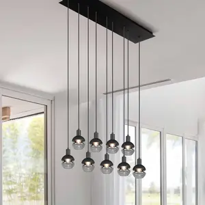 TRIO, Suspension, Mela 9xE14, max.25,0 W Verre, Noir, Corps: Métal, no... pas cher