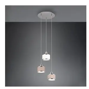 Comparateur de prix : Suspension 3xE14 28W gris tissu chrome réglable IP20 - Trio Kaprun