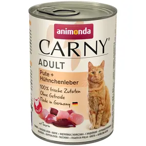 6x400g dinde, foie de poulet Animonda Carny - Pâtée pour chat pas cher