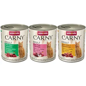 6x800g de boîtes Adult lot mixte au boeuf et à la volaille Animonda Carny - Pâtée pour chat pas cher