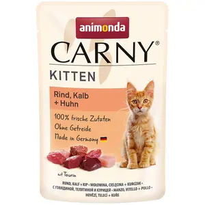 12x85g Kitten boeuf, veau, poulet Animonda Carny - Pâtée pour chat pas cher