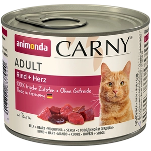 6x200g Adult Animonda Carny, boeuf & coeur - Pâtée pour chat pas cher
