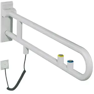 Hewi, Miroir, Grille de soutien version E. SÉRIE 801 Bouton-poussoir jaune 900mm gris clair (78 x 11 cm)