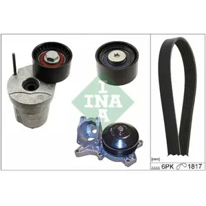 Schaeffler INA Pompe à eau+Jeu de courroie trapézoïdale à nervures pour BMW: Série 3, Série 1, X1 (Ref: 529 0370 30)