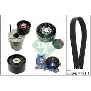 Schaeffler INA Pompe à eau+Jeu de courroie trapézoïdale à nervures pour BMW: Série 3, Série 1 (Ref: 529 0368 30)