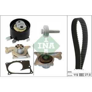 Schaeffler INA Pompe à eau + kit de courroie de distribution pour RENAULT: Mégane, Captur, Kangoo, Clio, Express, Kadjar (Ref: 530 0843 30)