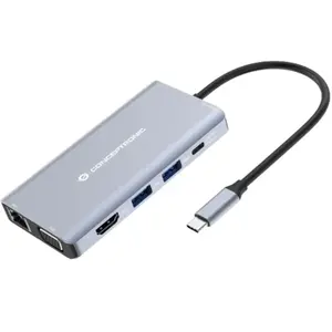 Conceptronic Station d'accueil USB-C->HDMI,USB3.0,100WPD 10-en-1 0.2m ... pas cher