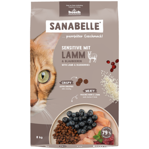 8kg Sensitive agneau myrtilles Sanabelle croquettes pour chat pas cher