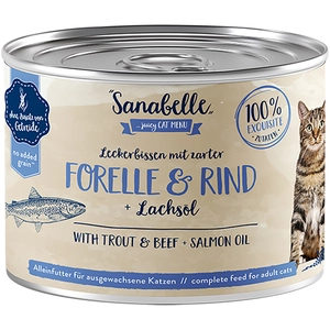 Sanabelle 6x 195g Sannabelle All Meat truite & boeuf nourriture humide pour chats pas cher