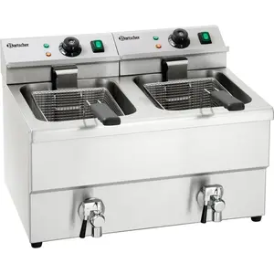 Bartscher Dubbele-friteuse met aftapkranen | 58(b) x 55(d) x 41(h) cm pas cher