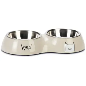 Karlie Elize Lot de 2 gamelles pour chien Gris clair 960 ml 2 x 480 ml pas cher