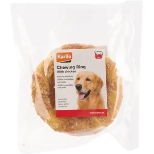 1 x Ø 12,5 cm Anneau à mâcher au poulet Karlie, friandise pour chien pas cher