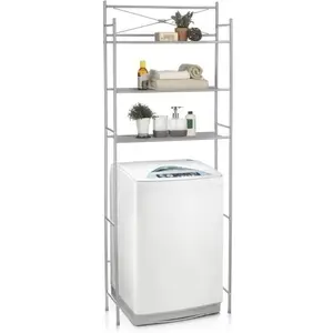 Idimex Etagère de salle de bain MARSA meuble de rangement au-dessus des toilettes wc ou lave-linge avec 3 tablettes, en métal laqué grisVendu parcdiscount