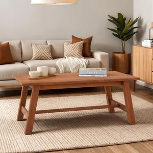 Idimex Table basse LUZERNA rectangulaire pour salon en bois massif brun foncé, 110 x 45 cm, design moderne minimaliste, pieds en bois pas cher