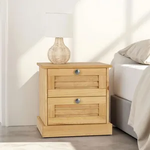 Idimex Table de chevet VENETA H 42 cm 2 Tiroirs en Bois Massif Coloris... pas cher