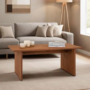 Idimex Table basse SALTO rectangulaire pour salon en bois massif brun foncé, 110x45 cm, élégante et minimaliste, pieds en bois pas cher