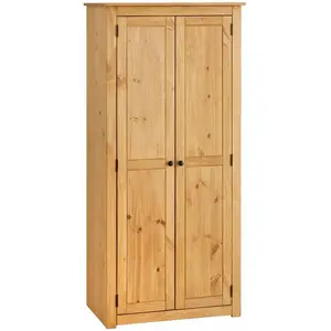 Idimex Armoire CANCUN penderie avec 1 étagère derrière 2 portes battantes, en pin massif finition teintée/cirée pas cher