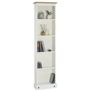 Idimex Bibliothèque en pin massif lasuré blanc et brun style mexicain avec 4 ... pas cher