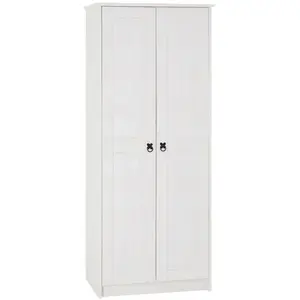 Armoire RESIDENCIA en pin lasuré blanc - IDIMEX - 2 portes - Penderie ... pas cher