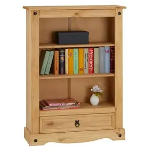 Idimex Bibliothèque SALSA étagère en bois style mexicain avec 2 tablettes et 1 tiroir, en pin massif finition teintée/cirée pas cher