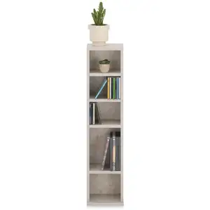 Idimex - tagère pour cd et dvd melodie, en bois - Coloris béton pas cher