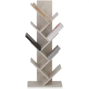 Idimex - tagère jules en forme d'arbre, en bois - Coloris béton pas cher