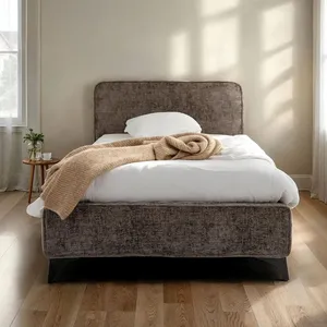 Idimex Lit simple LEVERDA 90x190 cm, Revêtement en tissu, Lit style moderne pour 1 personne, Cadre de lit avec sommier inclus, Gris pas cher