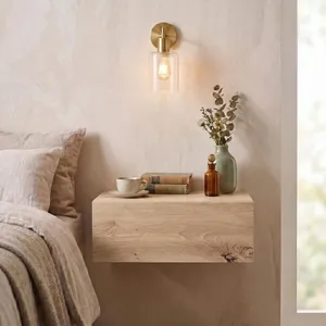 Idimex Chevet suspendu OCEANE, en bois coloris chêne artisan étagère murale avec 1 tiroir sans poignée pas cher