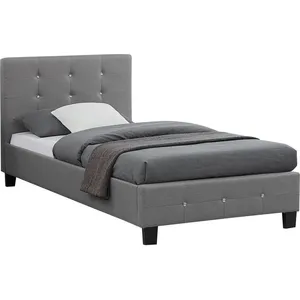 Lit simple capitonné TICO - IDIMEX - 90x190 cm - Gris - Strass pas cher