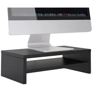 Idimex Support d'écran d'ordinateur DISPLAY, réhausseur pour moniteur avec étagère intermédiaire, longueur 42 cm, en mélaminé noir matVendu parcdiscount