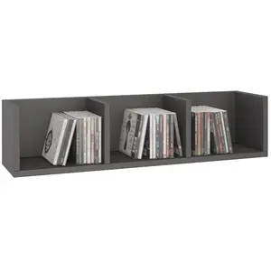 Idimex Etagère murale NELLO, meuble de rangement pour CD et DVD ou décoration avec 3 compartiments ouverts, en mélaminé gris matVendu parcdiscount