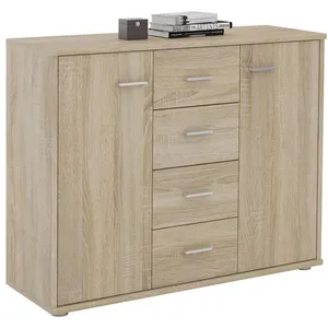 Idimex Buffet ELODIE, commode meuble de rangement avec 4 tiroirs et 2 portes, en mélaminé décor chêne sonoma pas cher
