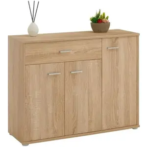 Idimex Buffet CORALINE, commode meuble de rangement avec 1 tiroir et 3 portes, en mélaminé décor chêne sonoma pas cher