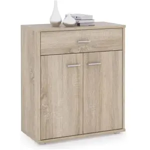 Idimex Buffet MONACO, commode meuble de rangement avec 1 tiroir et 2 portes, en mélaminé décor chêne sonoma