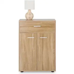 Idimex Buffet CALAIS, commode meuble de rangement avec 1 tiroir et 2 portes, en mélaminé décor chêne sonoma pas cher